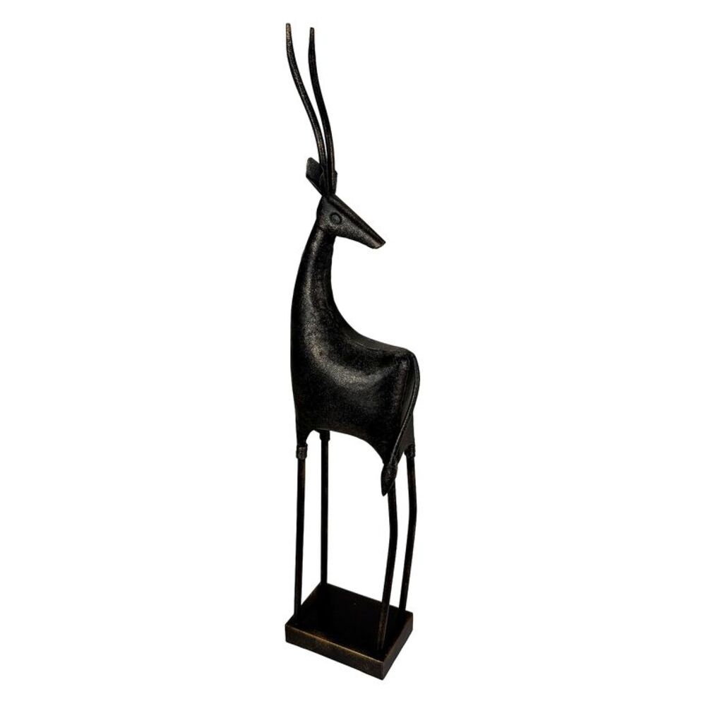 Gazelle Statue Abstract Bronze Metal Sculpture 31 in Tall Floor Decor